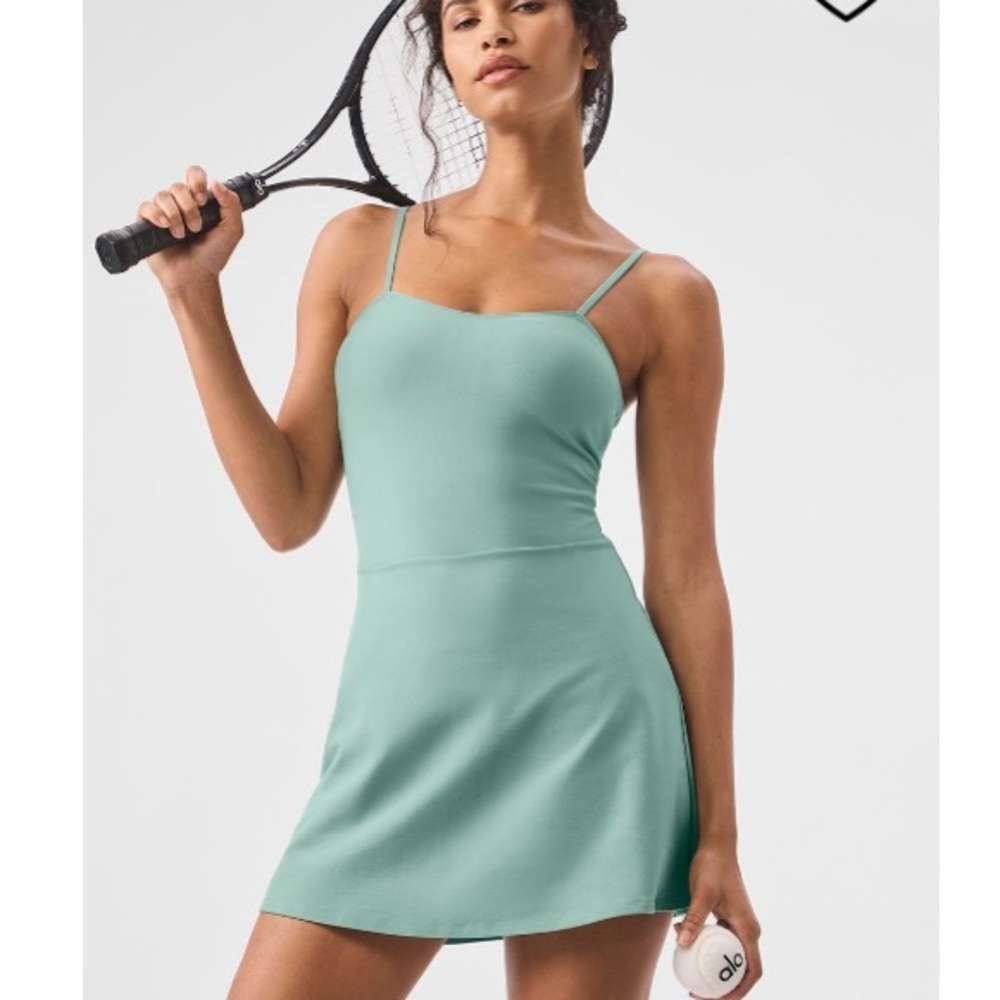 ALO Yoga Botanical Green Alosoft Courtside Tennis Dress